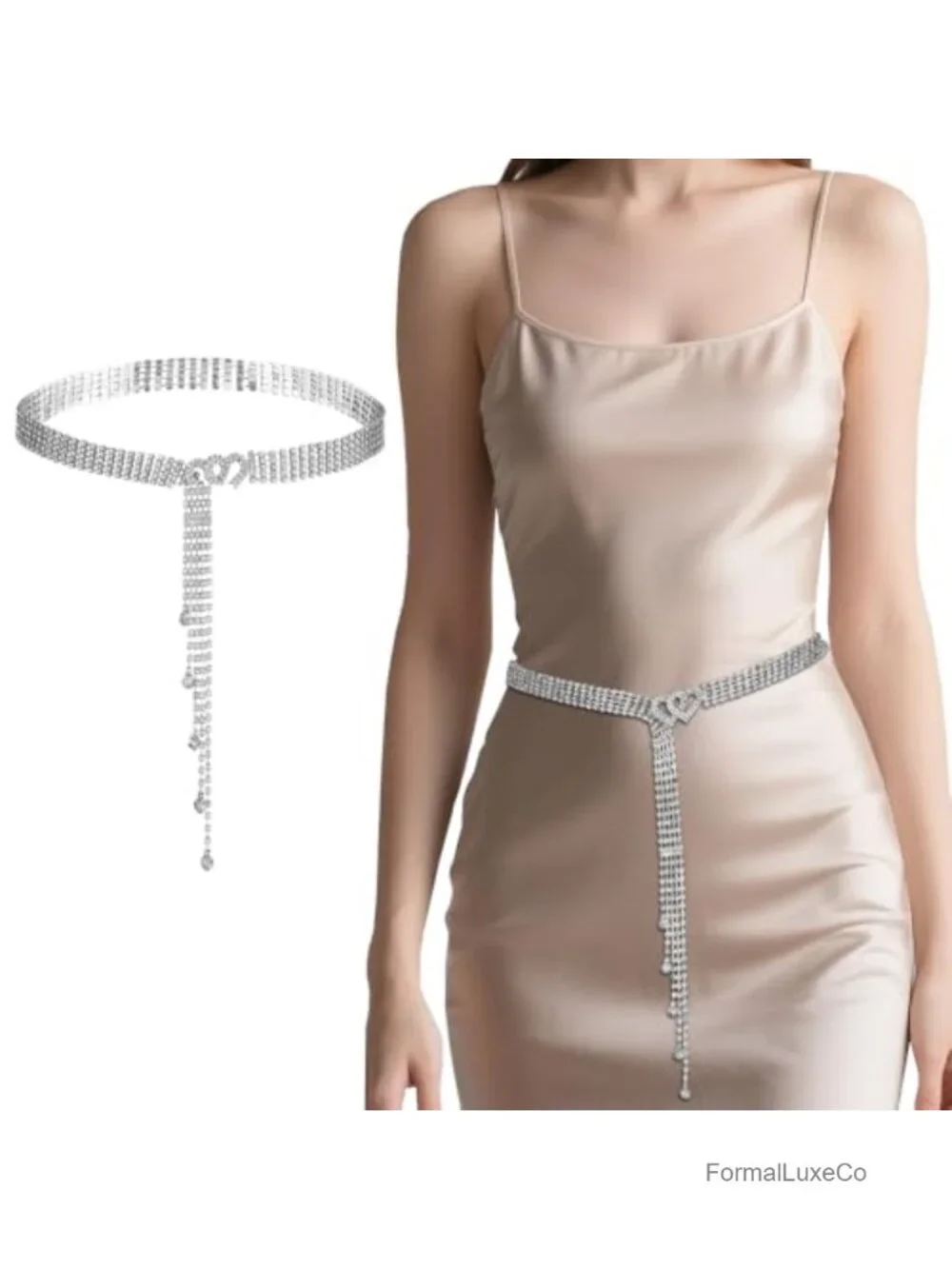 Rhinestone Crystal Chain Belt Adjustable Waist Chain for Dresses